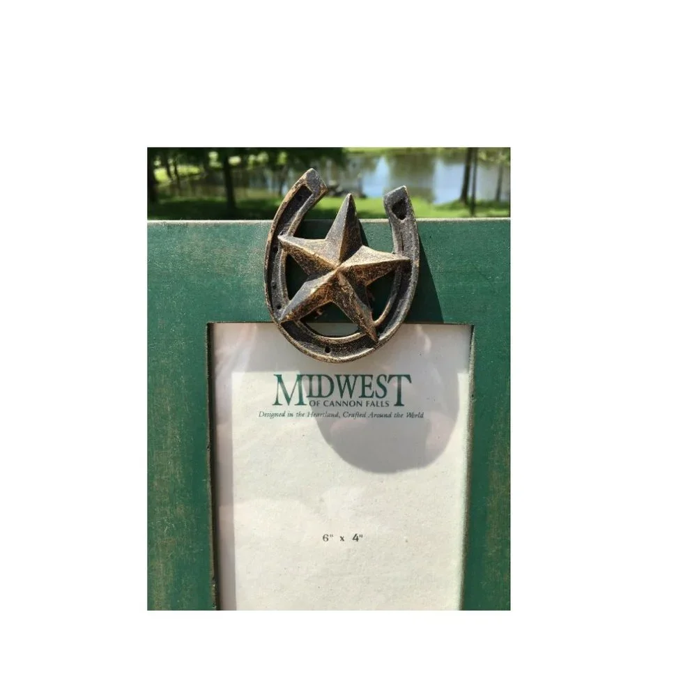 Western Green Picture Frame Horseshoe Texas Star 6 x 4 Midwest Cannon Falls NEW